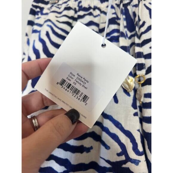 NWT Carolina K Wide Leg High Rise Reina Pants Blue White Size: Extra Small - Picture 5 of 8